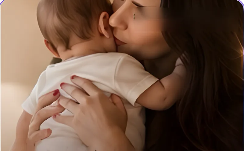 Mãe abraçando e beijando o bebê